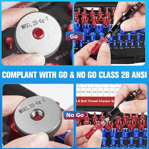 76Pcs Thread Checker, Nut and Bolt Thread Checker 38 Standard and 38 Metric Set, Thread Gauge Suitable for Nut or Bolt Size Finder in Narrow and Tricky Areas