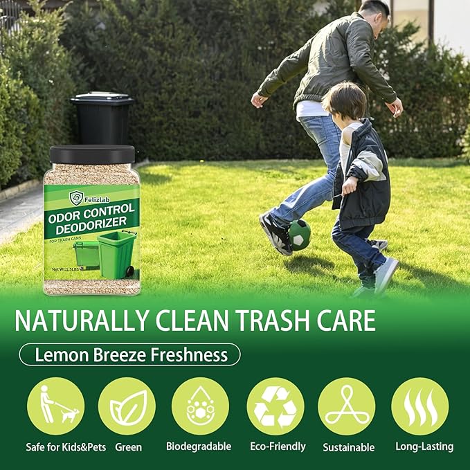 1.5 lbs Outdoor Trash Can Deodorizer, Heavy Duty Garbage Can Odor Eliminator & Moisture Absorber for Outdoor Trash Cans, Recycling Bins & Waste Containers, Long Lasting Odor Control