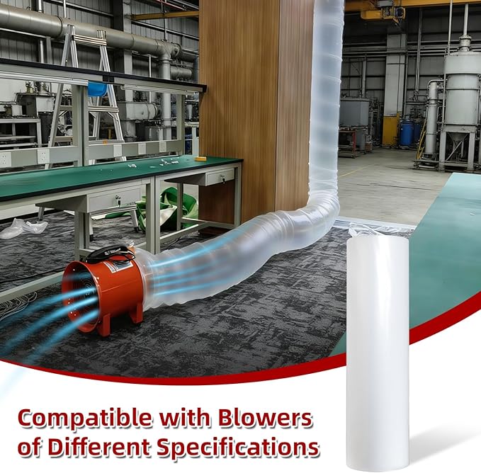 ATOLS 200ft x 22in Lay Flat Poly Tubing – Heavy-Duty Plastic Tubes for HVAC Ducting, Temporary Airflow, Dust & Fume Removal – Fits 8" and 12" Blowers