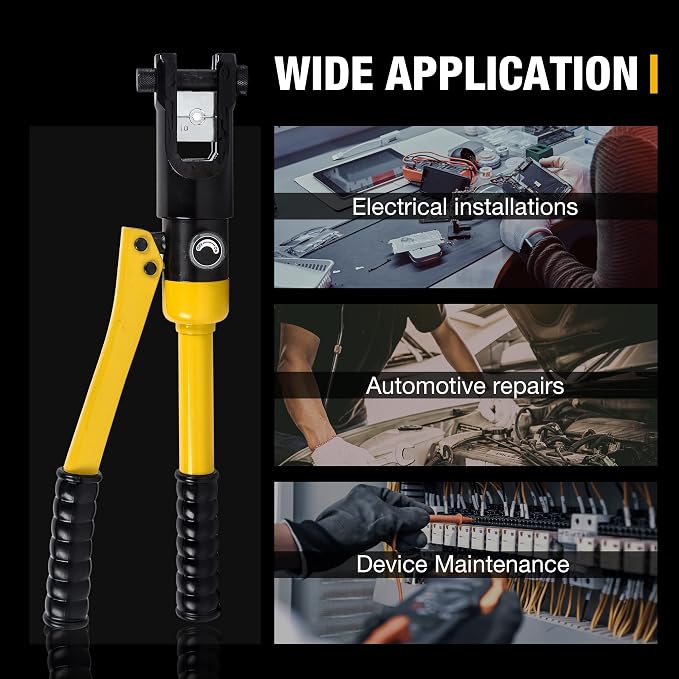12T Hydraulic Crimping Tool 8AWG-250MCM Cable Crimping Tool 0.55 inch Stroke Hydraulic Lug Crimper Electrical Terminal Crimper with 8 Pairs of Die Sets, YQK-120