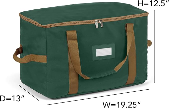 Covermates Keepsakes Treasurekeeper Storage Bag - Carrying Handles, ID Window - Holiday Storage, Green