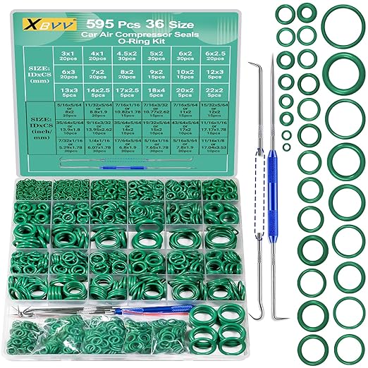 XBVV 560 Pcs Faucet Rubber Washers and SAE O Ring and 595 Pcs Air Conditioning O-Ring Kit for Automotive A/C, Compressor and Professional Faucet Plumbing Seal Orings Repair