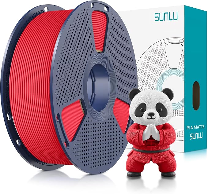 SUNLU PLA Matte 3D Printer Filament 1.75mm, PLA Filament 1kg Spool (2.2lbs), Dimensional Accuracy +/- 0.02mm, Matte Red PLA