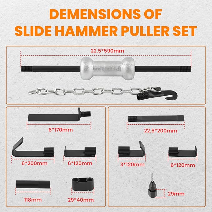 maXpeedingrods 13 Pcs Slide Hammer Dent Puller Set, Automotive Dent Remover, Heavy Duty Auto Body Truck Repair Tool Kit, 10LBS Slide Hammer Puller Set