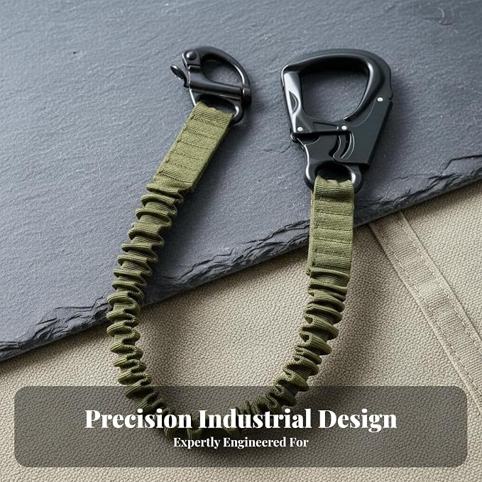 kowaku Fall Protection Lanyard Helo Lanyard Multi Use Professional Climbing Lanyard Elastic Bungee for Roofing Mountaineering, Green