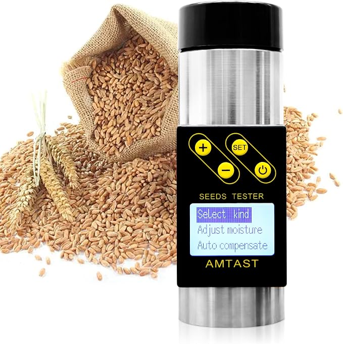 Grain Moisture Meter High Precision Grain Moisture Tester with Temperature Portable Seed Moisture Meter for 18 Grains including Wheat, Soybean, Coffee and More