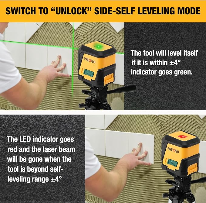 PREXISO 2-in-1 Digital 135Ft Rechargeable Laser Tape Measure & PREXISO Laser Level with Tripod, 65Ft Self Leveling Cross Line