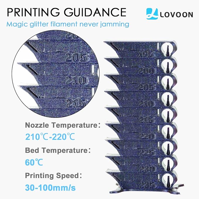 LOVOON 3D PLA Filament 1.75mm, Burnt Titanium 3D Printer Filament Sparkle Subtle Glitter pla Filament, Sparkle Galaxy Purple/Blue-Upgraded,1KG(2.2lb)/Spool