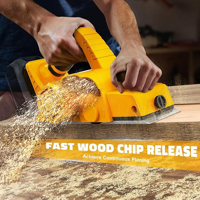 MtiolHig 30000 CPM Cordless Handheld Planer Compatible with DeWalt 20V Battery (Tool Only) 3-1/4 Inch Electric Planer - Power Hand Wood Planer for Woodworking, Carpentry, and Home DIY