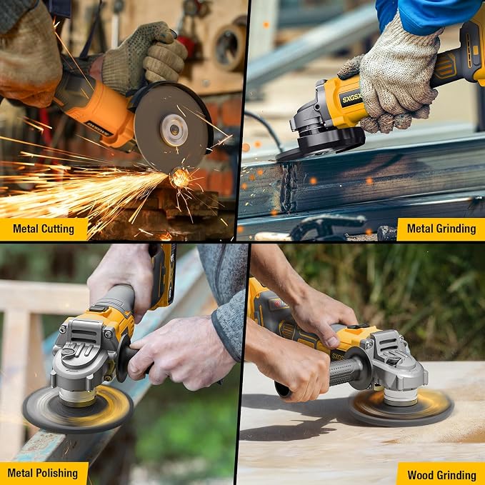 Cordless Angle Grinder for Dewalt 20v Max Battery, Brushless Cordless Grinder Tool 4 1/2", Variable Speed, Electric Power 20v Angle Grinder Tool for Grinding Cutting Polishing (Battery Not Included)