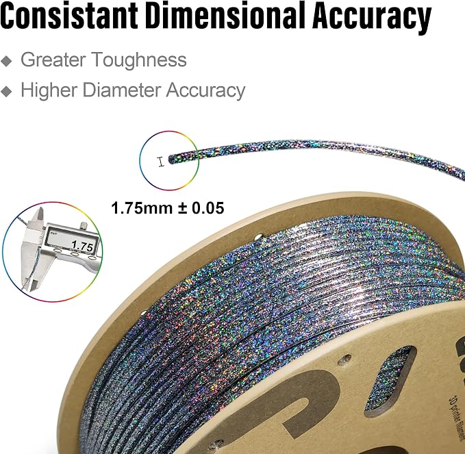 Magic PLA 3D Printer Filament – Color Changing Galaxy Glitter Effect | Multi-Color Shimmering Finish, Easy to Print PLA, 1.75mm, 1kg | Colorful®