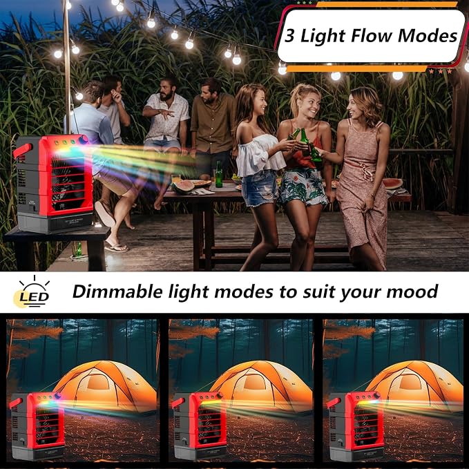 Rozlchar Portable Misting Fan Compatible for Milwaukee 18V Battery, Jobsite Cooling Fan with 1.6L Tank, Stepless Speed & 8H Timer, LED Light, Quiet Airflow for Construction, Camping, Beach(Tool Only)