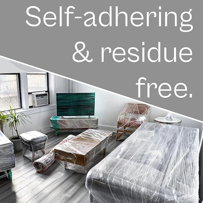 PSBM Mini Stretch Wrap with Extended Core Handles, 18 Rolls 3 Inch x 700 Feet 120 Gauge Heavy Duty Clear Plastic Wrap Industrial Strength Shrink Film for Moving, Packing & Shipping