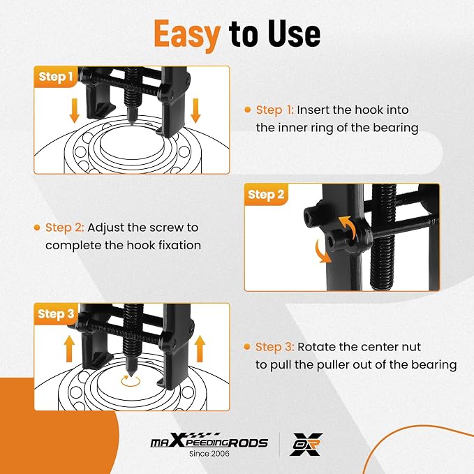 maXpeedingrods 2 Jaw Bearing Puller 2'' 3'' 4'' 6'', Adjustable Two Jaws Bearing Puller Tool, CRV Steel Bearing Gear Remover Separator Tool for Removing Bearings, Pulleys, Flywheels, 4PCS