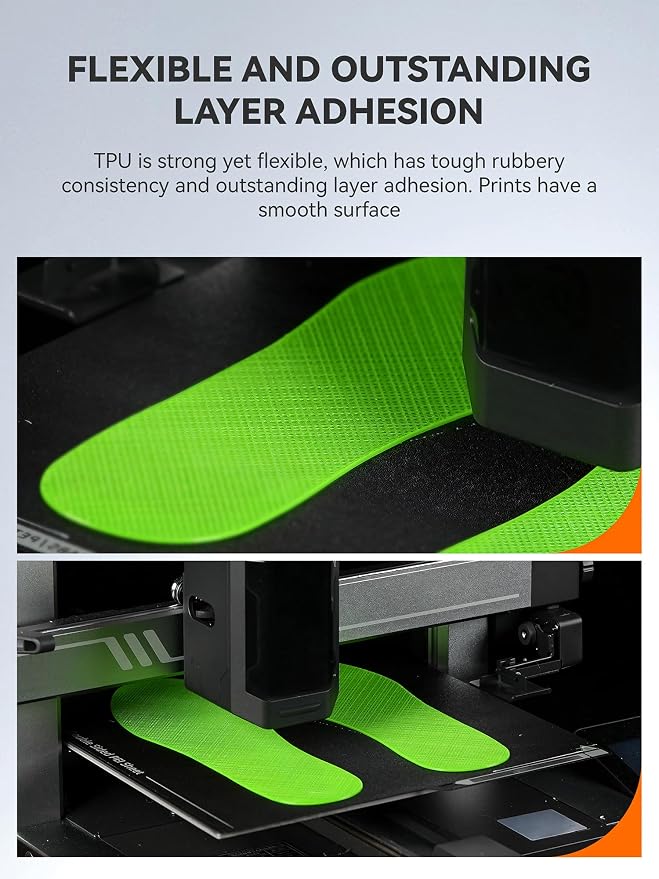 TECBEARS TPU Filament 1.75mm, 95A 3D Printer Filament, Flexible TPU Filament for Fast Printing, 250G Spool, 8 Rolls, 2KG in Total, Black+White+Transparent+Grey+Red+Blue+Green+Orange