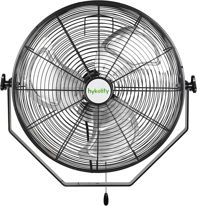 hykolity 20 in. Industrial Wall Mount Fan, 4600 CFM 3-Speeds High Velocity Fan with Sealed Motor, Heavy Duty Metal Barn Fans for Garage, Workshop and Warehouse, UL Listed