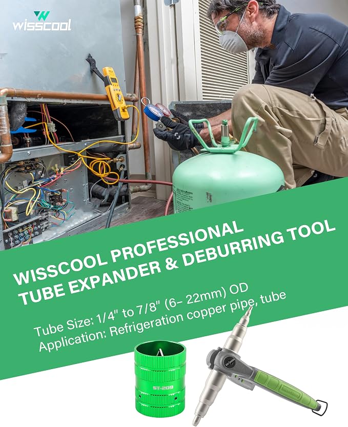 Wisscool Handheld Swaging Tool Copper Tube Expander HVAC Swage Expandiing Tool for 1/4" 5/16" 3/8" 1/2" 5/8" 3/4" 7/8"