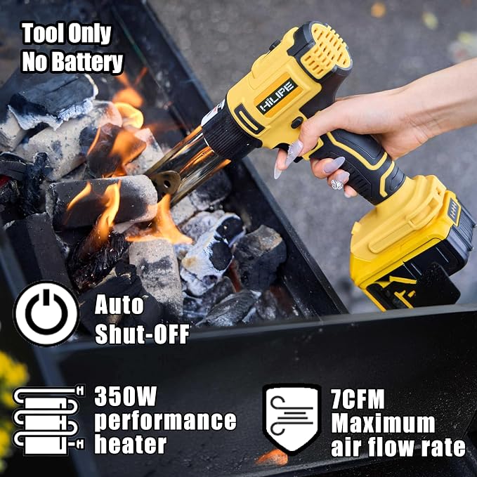 Cordless Heat Gun for DeWALT 20v Battery,Lithium Hot Air Gun, 5 Nozzle Attachments,2-Temp Setting Max 1022°F(550°C),Heat Gun for Shrink Wrapping, Tube Bending (Tool Only, NO Battery)