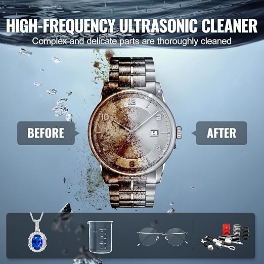 VEVOR 2L Ultrasonic Cleaner with Heater Timer & Basket, Professional Digital Sonic Cavitation Machine, 60W Cleaning Machine for Watch Instruments, Glasses, Coin, Metal Parts, Tool