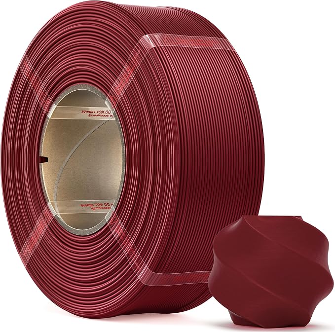 PLA Basic, Pre-Dried Refill Filament 1kg (2.2lbs) for Reusable Spools, 1.75mm Spool-Less 3D Printing Filament Dark Red, Compatible with Bambu Lab 3D Printers – Maroon Red