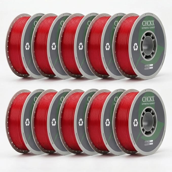 Matte Red PETG Filament 1.75 mm 10kg Bundle, Dimensional Accuracy +/- 0.02mm, 1kg Spools (10 Rolls) for FDM 3D Printers