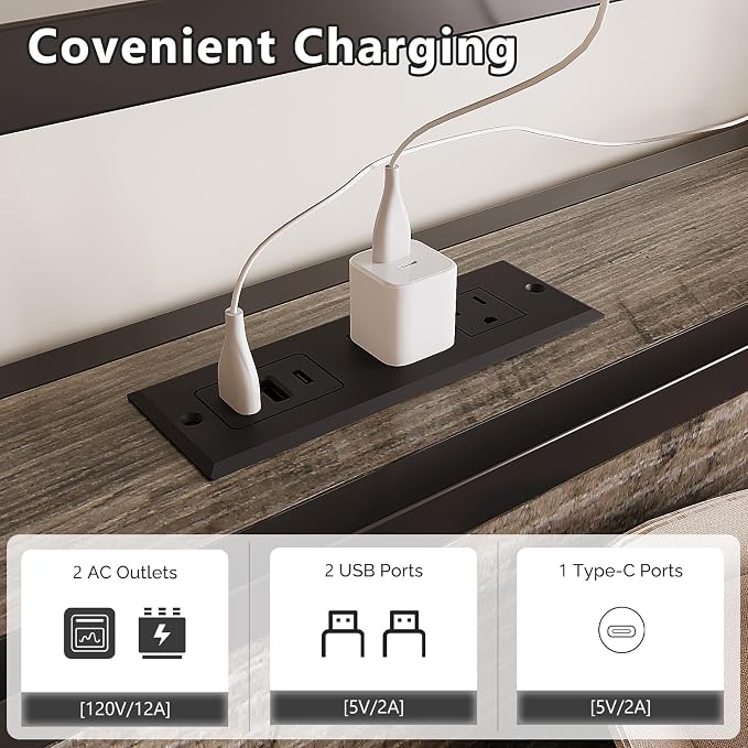 VINGLI Bed Frame Twin Size with 4 Storage Drawers and Headboard, Metal Platform Bed with Charging Station and RGB LED Lights, No Box Spring Needed, Noise Free, Easy Assembly, Wash Grey