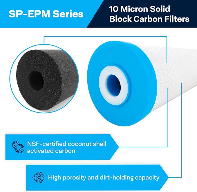 SpiroPure 10 Micron Carbon Block Filter EPM-20BB 155783-43 CB-45-2010 4Pack