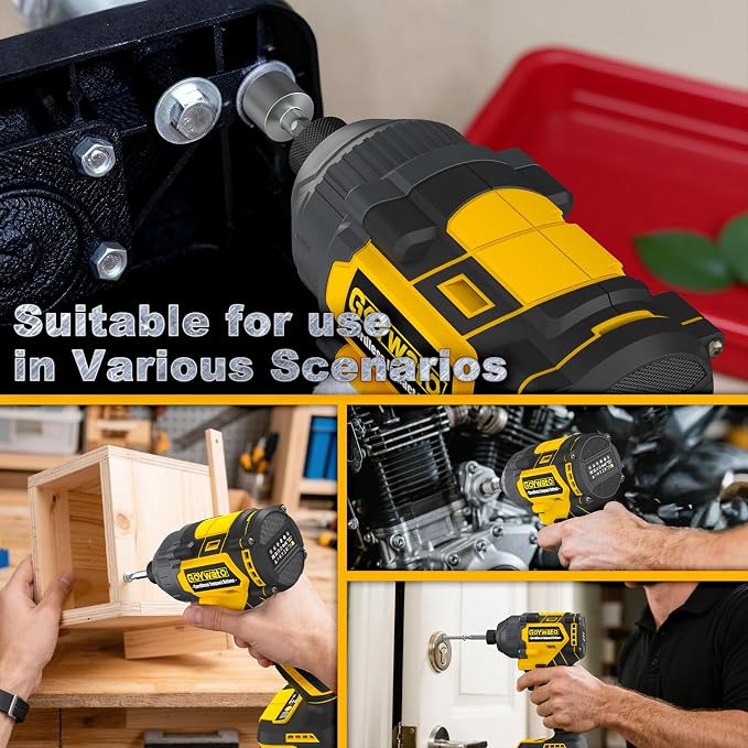 Cordless Impact Driver 2655In-lbs(300N·m) - 21V 1/4" Hex Chuck Brushless Hand Impact Driver With 2 x 4.0Ah Battery & Charger & 14 x Sockets Set & 10 x Screwdriver Bits for Home Projects & DIY