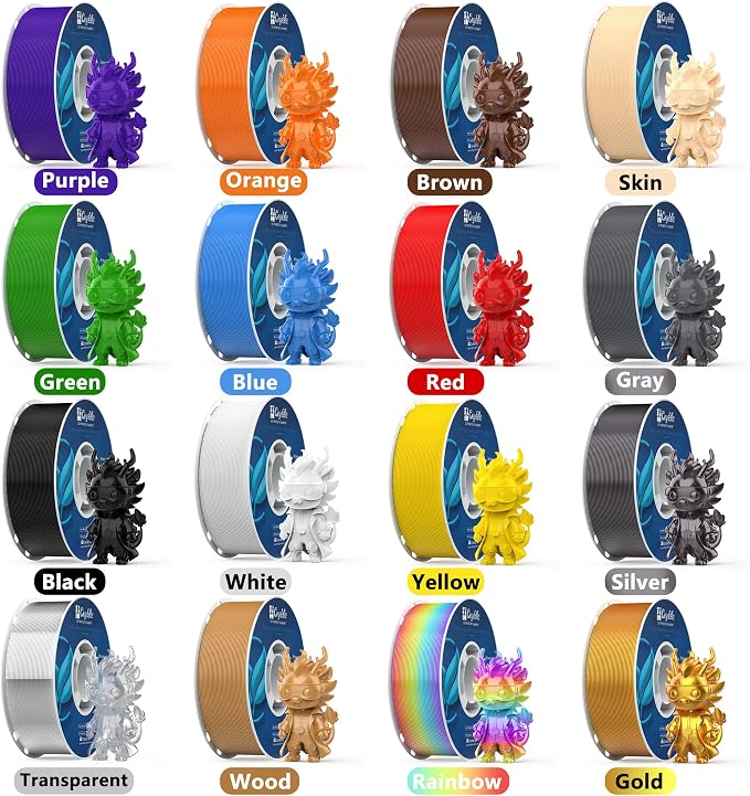 PLA 3D Printer Filament 1.75mm, 16 Rolls Bundle (1kg/2.2lb per Roll), 16kg Total, High Dimensional Accuracy & Low Odor, Suitable for Beginners, Compatible with FDM Printers