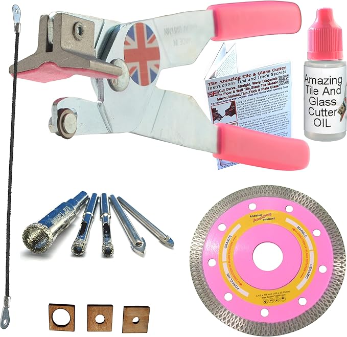 Tile Cutters Tile Tools Kit 2 Hand Tile Cutter 4 1/2 in Thin Diamond Grinder Blade for Corner Cuts Box Cut Outs in Porcelain Hacksaw Tile Blade For Notches in Ceramic Tile Diamond Drill Bits For Tiles