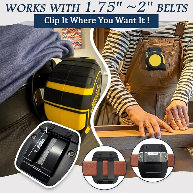 Tape Measure Holder for Belt Tools, Clip-on Tool Belt Drill Holder with Full Metal, Compatible with Impact Driver Any Tape Holster with a Clip & Tools Accessories