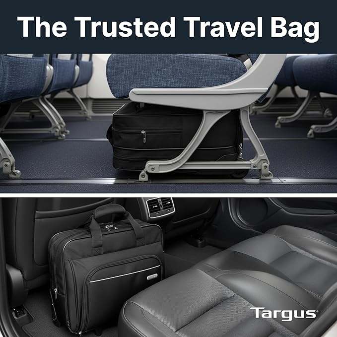 Targus 16 inch Rolling travel laptop case, Black - Travel briefcase and small rolling bag - Spacious foam padded laptop case 16" (TBR003US)