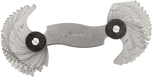 Mitutoyo 188-151, Screw Pitch Gage, 4 - 42 TPI and 0.4 - 7mm, 51 Leaves, Inch/Metric Black | 4-42 TPI, 0.4-7mm