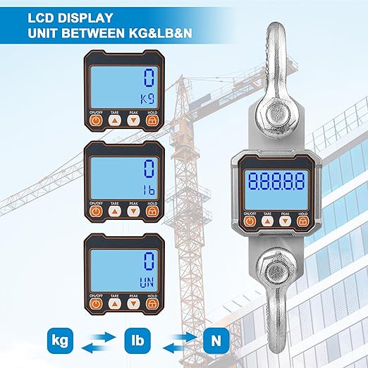 Hyindoor 5000kg 11000lb Crane Scale, 5T Digital Crane Scale with Remote Control, Industrial Heavy Duty Electronic Hanging Scale Hoist Scales