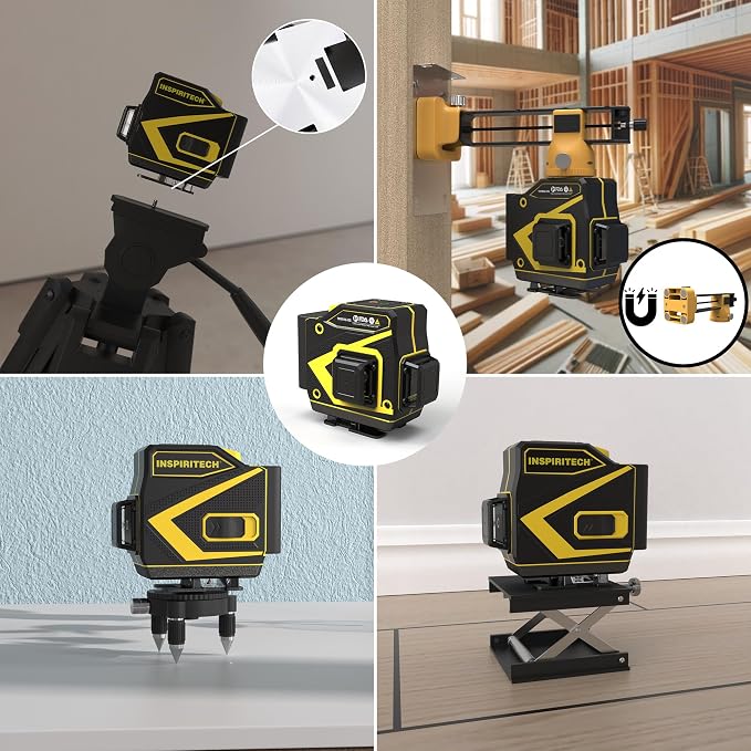 Floor Laser Level Self Leveling,3x360 Horizontal Vertical Cross Line laser, 3D Green Beam Squaring Alignment for Tiling Floor Wall Ceiling with 2 Lithium Batteries
