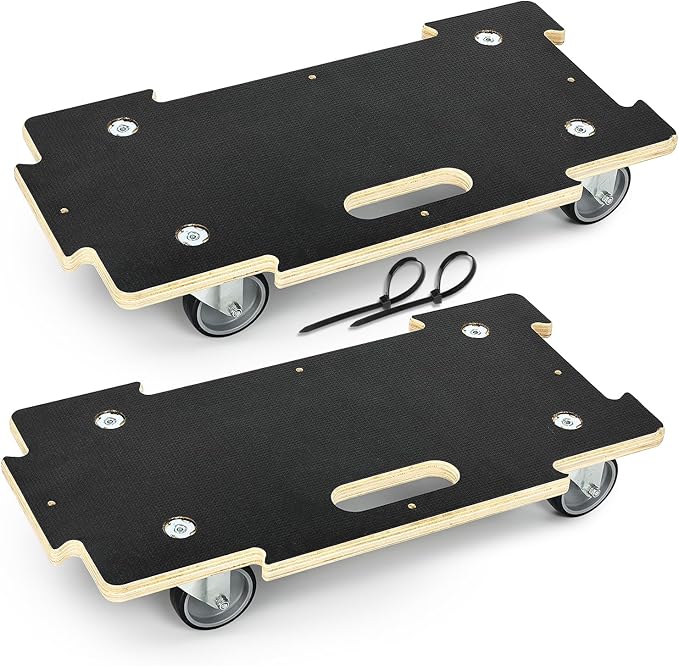551LB Spliceable Heavy Duty Moving Dolly, No-Assembly Utility Cart | 3" Silent TPR Wheels, 11-Layer Plywood Base, 4-Wheel Hand Truck for Luggage, Furniture, Warehouse
