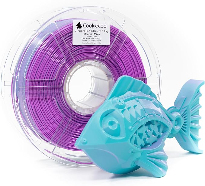 Cookiecad PLA Filament 1.75mm 1kg Dual Color Multicolor 3D Printer Filament - Mermaid Mixer PLA