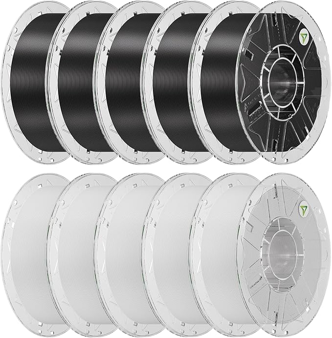 Creality Hyper PLA Filament 1.75mm, RFID 3D Printer Filament PLA for High Speed 30-600mm/s, 10kg(22lbs)/Spool Filament Support CFS, Fits for Most 3D Printers, 5Black & 5White