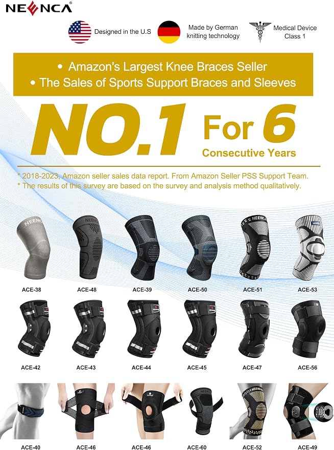 NEENCA Professional Knee Brace, Adjustable Hinged, with Removable Side Stabilizers, Strong Stability for Joint Pain Relief, Arthritis, Meniscus Tear, ACL, PCL, Runner, Sports