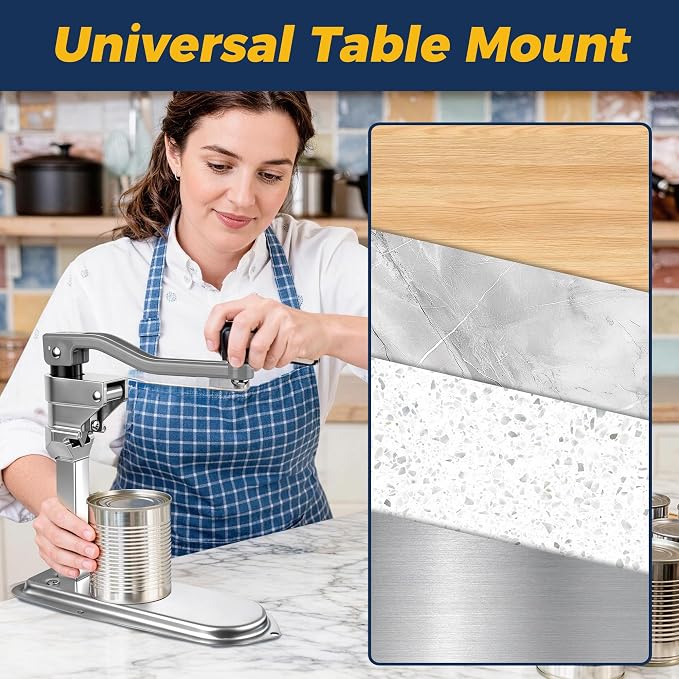 Commercial Can Opener Heavy Duty - Design for #10 Cans up to 11" Tall - Industrial Kitchen Restaurant Countertop Tool with Stainless Steel Base and Precision Blade - Professional Grade
