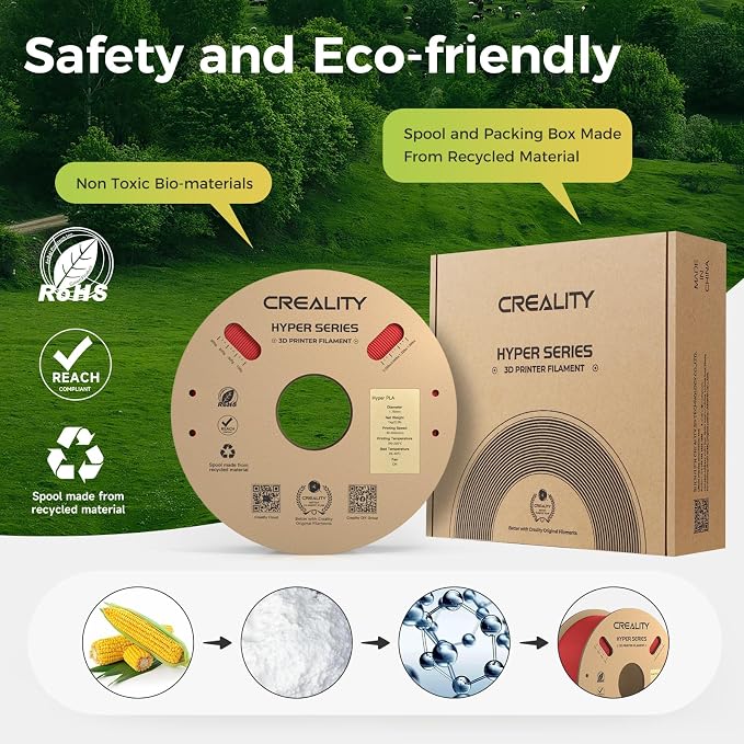 Creality Hyper PLA Filament Bundle 4KG, Up to 600mm/s High Speed 3D Printer Filament PLA, No-Tangling Stronger Toughness Fit Most 3D Printers