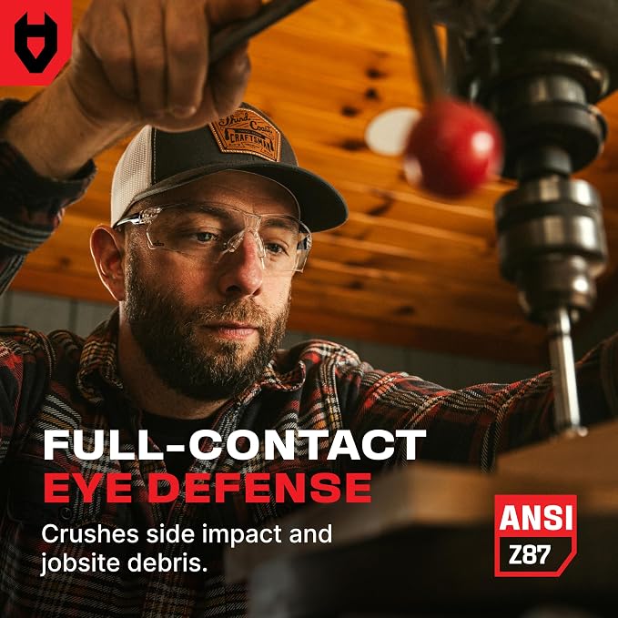 NoCry Clear Shooting Glasses for Men with Anti-Fog and Scratch Resistant Wraparound Lenses — ANSI Z87 Safety Glasses for Men with Adjustable Temples & Nose Pad — 100% UV Eye Protection for Shooting