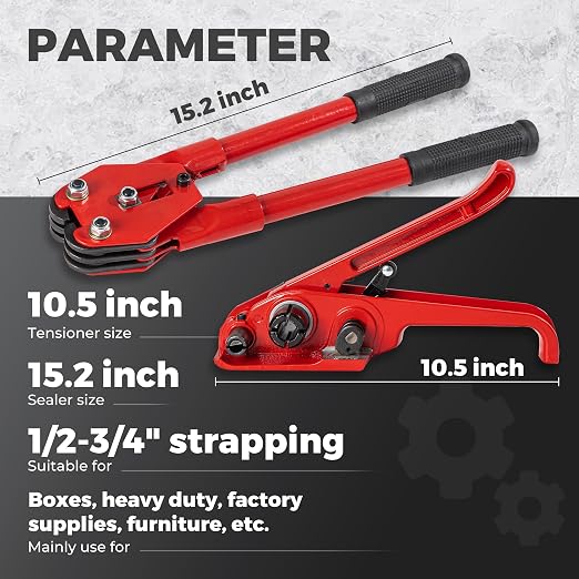 Pallet Banding Strapping Kit, Packaging with Green 5/8" x 1000 Ft PET Strap | 1480 lbs Break Strength Heavy-Duty PET Strapping, Tensioner & Sealer Tool, 100 Metal Seals, For Shipping, Bundling & Cargo
