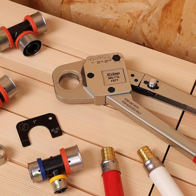iCrimp 1-Inch Angle Head PEX Crimping Tool for Stainless Steel Press Sleeves - F877 Press Fit Tool, Compatible with Press Connect Systems