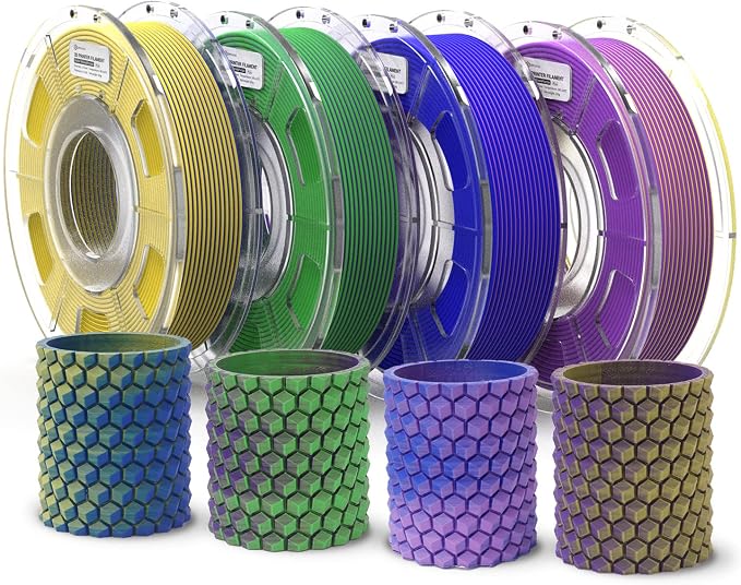 ERYONE PLA Filament 3D Printer Filament Bundle Multicolor 1.75mm +/- 0.03mm, PLA Filament 250g Spool, 4 Rolls, Matte Dual Color 1
