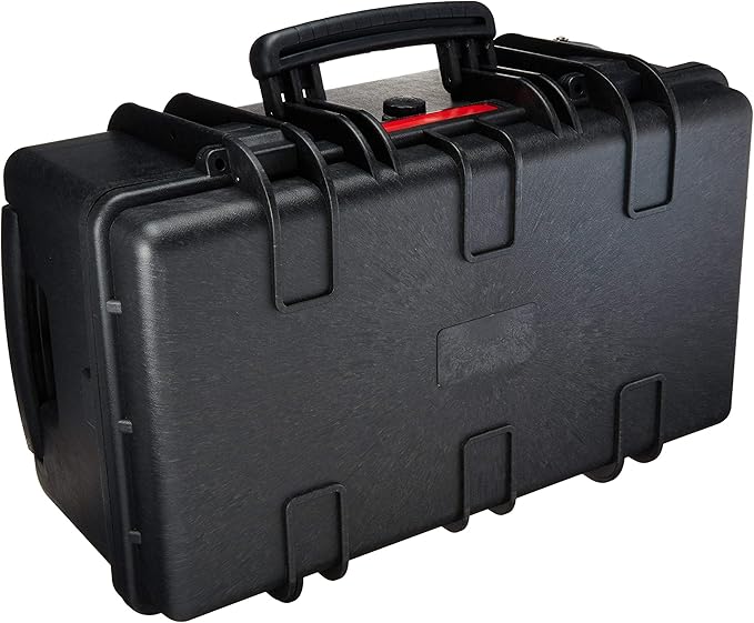 Amazon Basics Hard Protective Camera Case with Wheels, Large, Black, 22"L x 14"W x 9.8"H