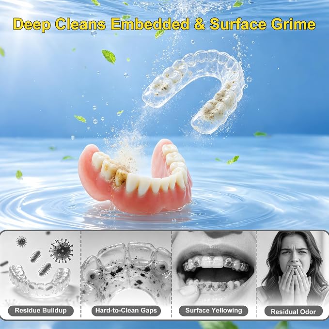 2026 Ultrasonic Retainer Cleaner Machine, Removable Base and Top Cover Black | 12 Months Warranty, 6.1OZ Container, 42000Hz, Low-noise, Fits Long Beauty Tools, Deep Cleaning without Scratching / Deforming