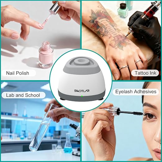 Mini Vortex Mixer 3500RPM, Touch Nail Polish Shaker Lash Glue Shaker, Lab Paint Shaker for Tattoo Ink Acrylic Paint Test Tubes, DC Brushless Motor, 3s Mix, Silicone Cap (Grey)