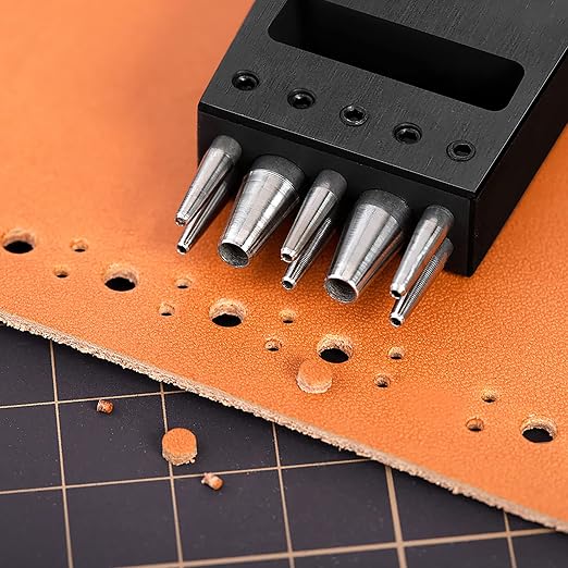 WUTA Brogue Style Leather Hole Punches 20Pcs Replace Heads DIY Hand Perforated Round Stitching Punch Tools Hole Cut for Leather Shoes Bags