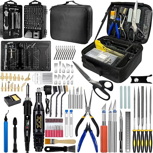 233Pcs 3D Printer Tool Kit with 3D Printer Accessories Bring Tool Box Includes Adjustable Temperature Soldering Welding Iron Kit for Disassembly Cleaning and Precision Machining 3D Printer Tools